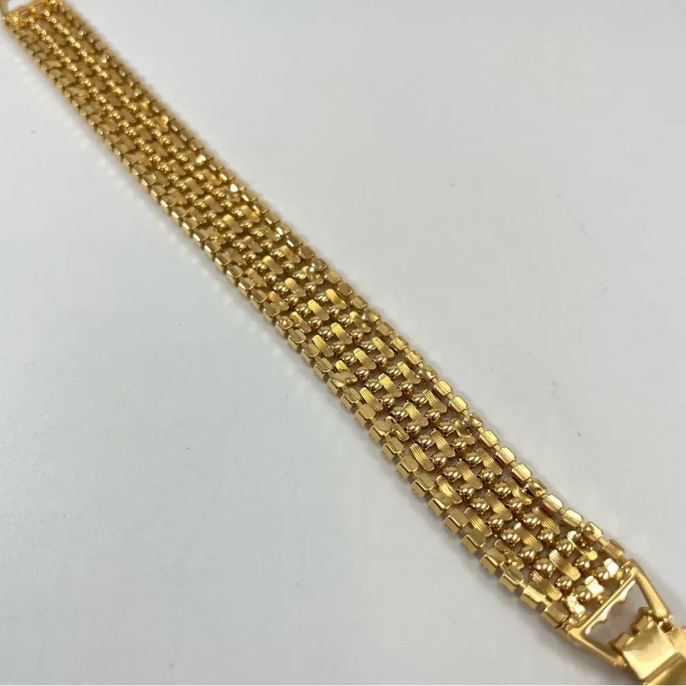 Vintage Kenneth Jay Lane KJL Gold Tone Rhinestone Chain Tennis Bracelet Elegant - Picture 8 of 8